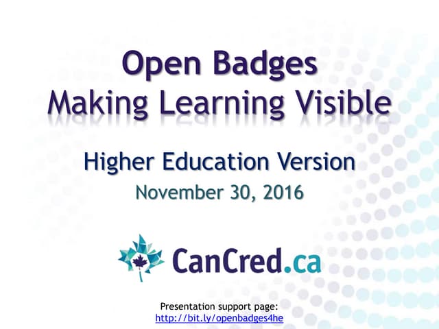 Open Badges for Higher Education
