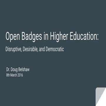 Doug Belshaw Open Badges Overview | PDF