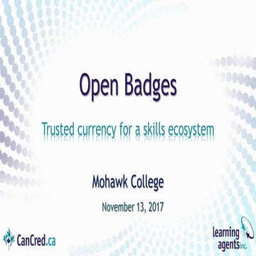 Open Badges -  eCampusOntario Sandbox introduction for Mohawk College
