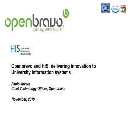 Openbravo and HIS: delivering innovation to university information systems