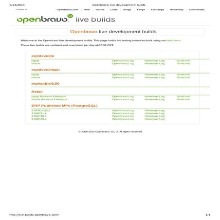 Openbravo live development builds