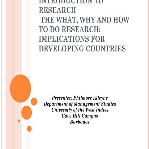 The what, why and how to do research: Implications for developing countries 