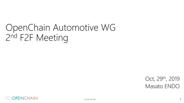 OpenChain Automotive Work Group Meeting #2 - Lyon