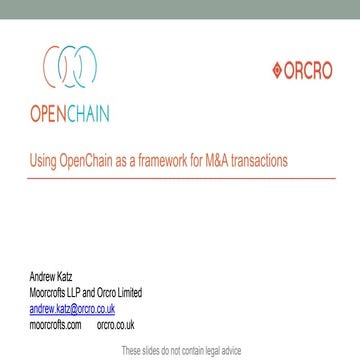 'Using OpenChain as a framework for M&A transactions'