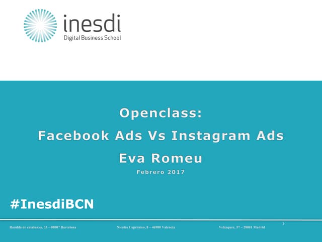 Facebook ads vs Instagram ads - Eva Romeu Openclass Inesdi