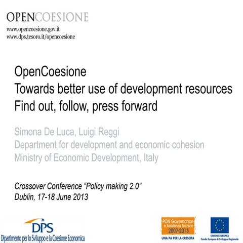 Open coesione   towards better use of development resources find out, follow,...