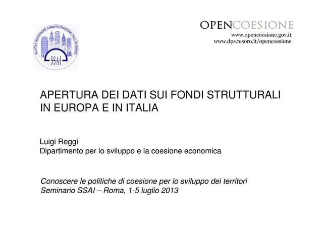 Apertura dei dati sui fondi strutturali in Europa e in Italia