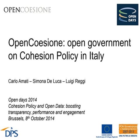 OpenCoesione: open government on Cohesion Policy in Italy
