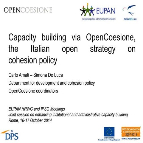 Capacity building via OpenCoesione, the Italian open strategy on cohesion po...
