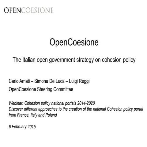 OpenCoesione - The Italian open government strategy on cohesion policy