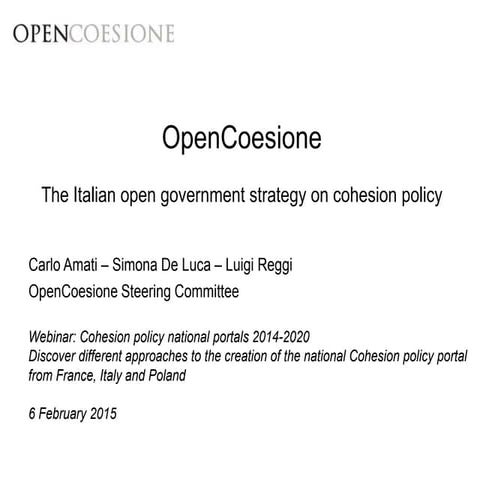 OpenCoesione - The Italian open government strategy on cohesion policy
