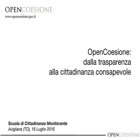 OpenCoesione: dalla trasparenza alla cittadinanza consapevole