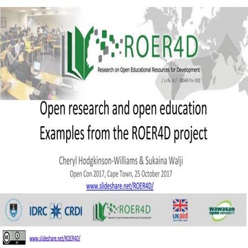 Open research and open education: Examples from the ROER4D project