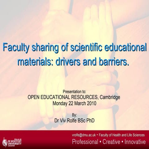 Open Content Barriers Oer10 Conference Mar10 V Rolfe