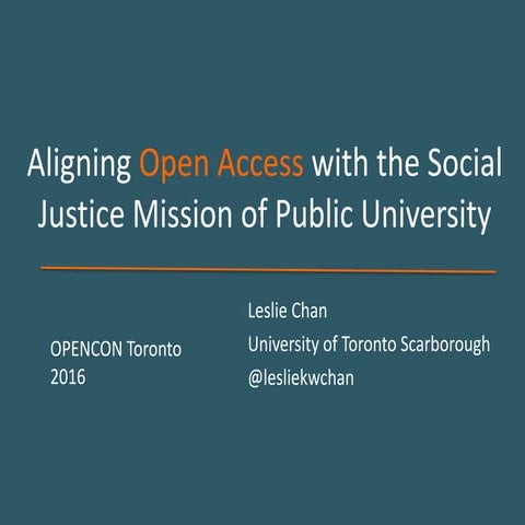 Aligning Open Access with the Social Justice Mission of Public University