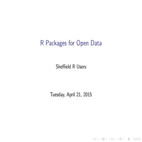 Querying open data with R - Talk at April SheffieldR Users Gp
