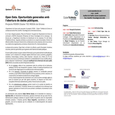 Programa sessió "Open Data. Oportunitats generades amb l'obertura de dades pú...