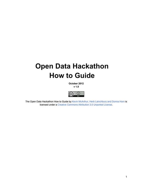 Open Data Hackathon - A How to Guide