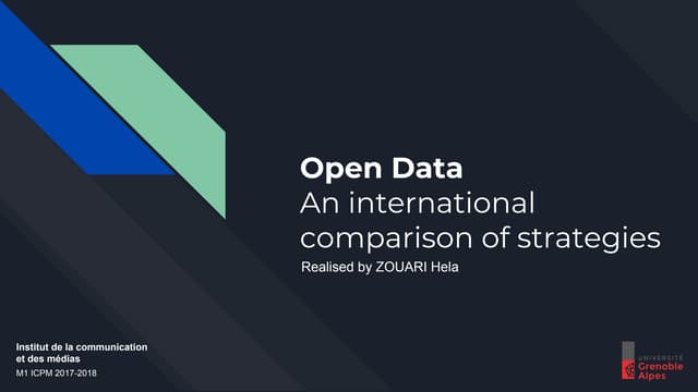 Open Data - International Comparison of strategies Hela Zouari