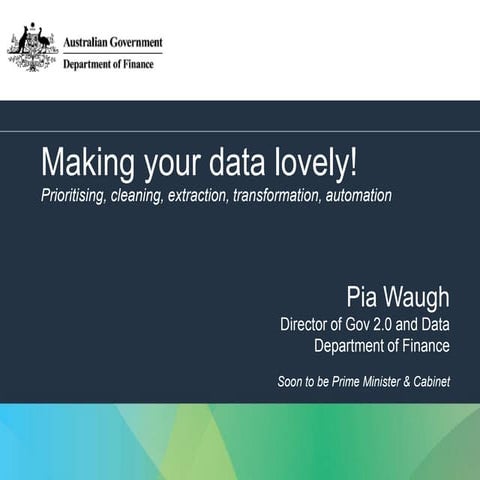 Open data presentation on tools and automation