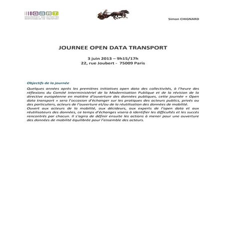 Open data transport Séminaire GART Juin 2013