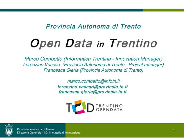 Open Data in Trentino - SOD13