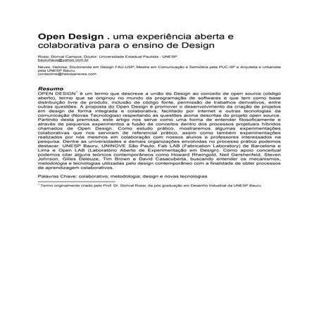 Open design - uma experiência aberta e colaborativa para o ensino de ...