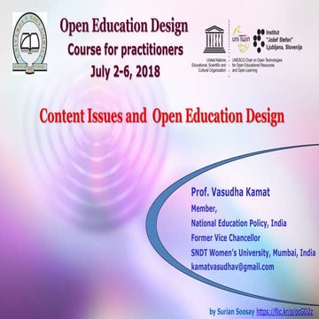 Open design course content issues vasudha kamat slovenia july 3 2018