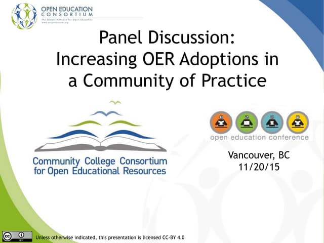 CCCOER Panel Discussion: Increasing OER Adoptions in a Community of Practice
