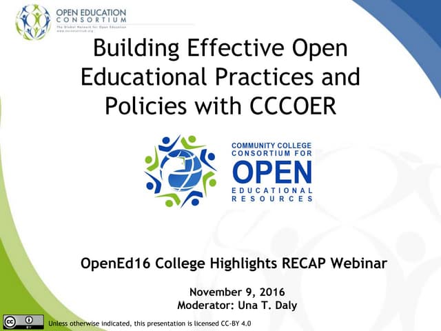 OpenEd16 College Highlights RECAP webinar