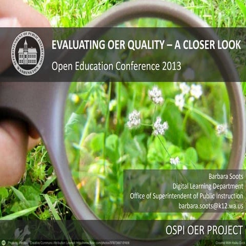 Evaluating OER Quality - Open Education Conference 2013