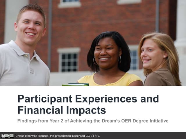 Participant Experiences and Financial Impacts: Findings from Year 2 of Achieving the Dream’s OER Degree Initiative