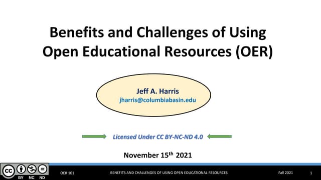 Open Educational Resources Benefits and Challenges