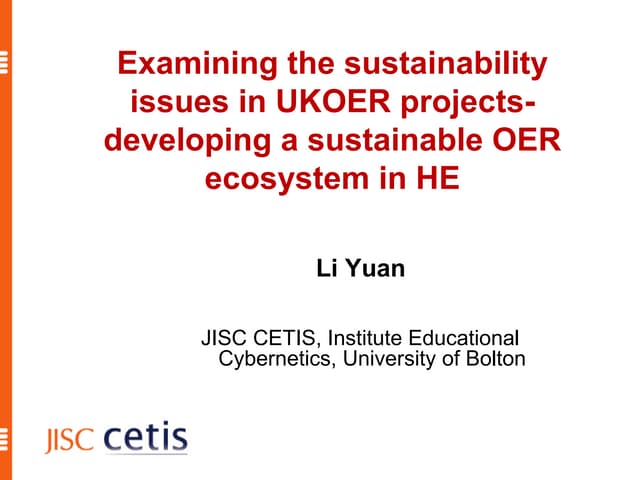 Developing a sustainable OER ecosystem in HE