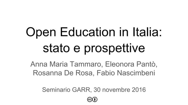 Open education in italia  stato e prospettive
