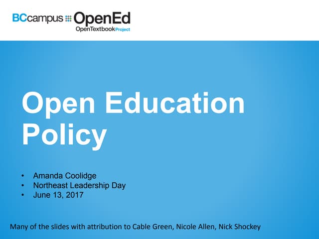 Open Education Policy for NorthEast Leadership Day