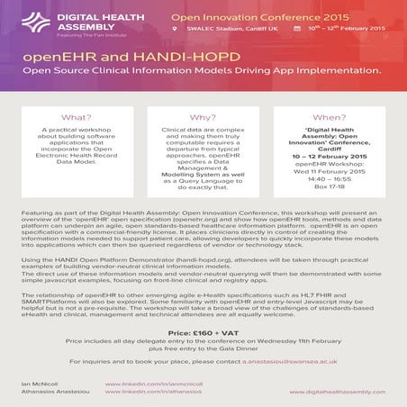 openEHR / HANDI-HOPD Workshop at Open Innovation