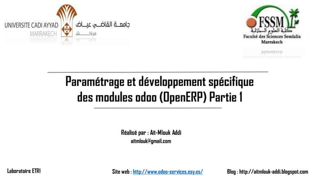 Paramétrage et développement spécifique des modules odoo(OpenERP) Partie 1