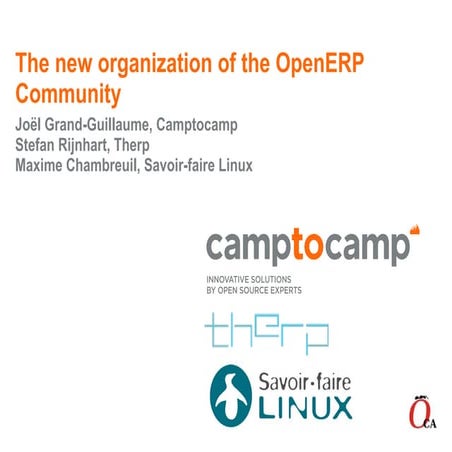 The new organization of the OpenERP  Community