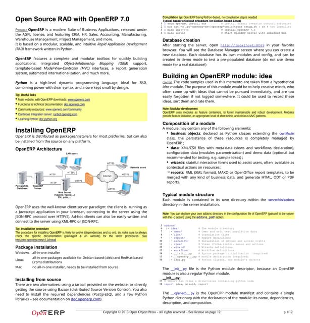Open Source RAD with OpenERP 7.0