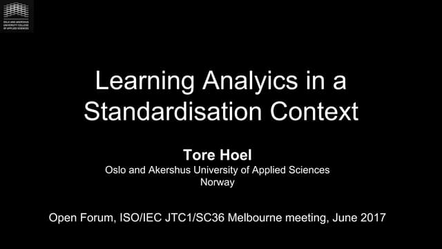 Learning analytics in a standardisation context