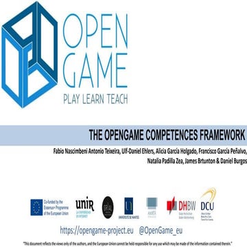 Open Education Competences Framework (OpenGame project)