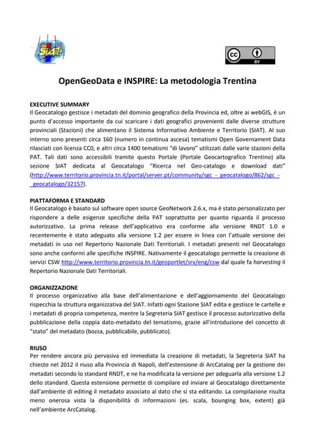 OpenGeoData e INSPIRE: Approccio PAT