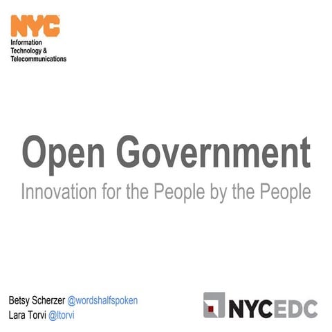 NYC Open Gov -- innovation for the people by the people