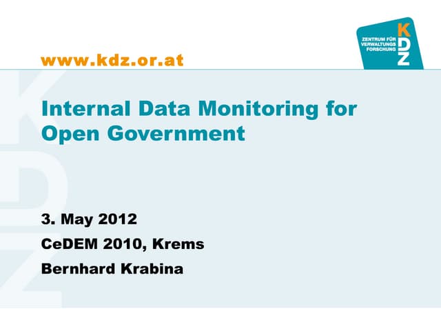 Open Government Implementation Model - Internal Data Monitoring - CeDEM 2012