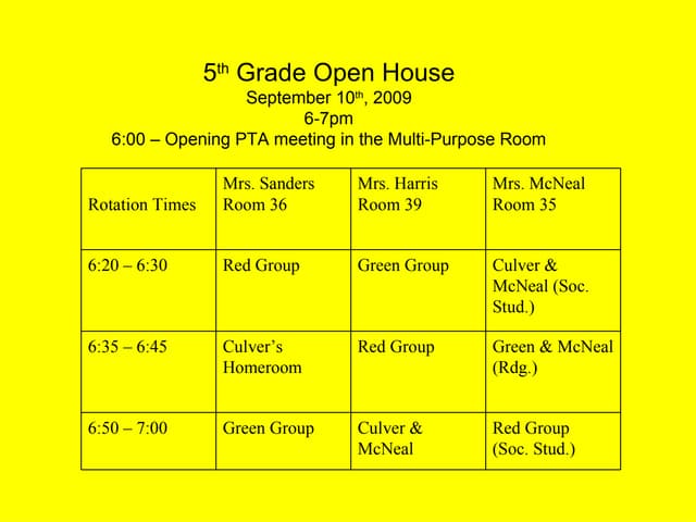 Open House September 10th