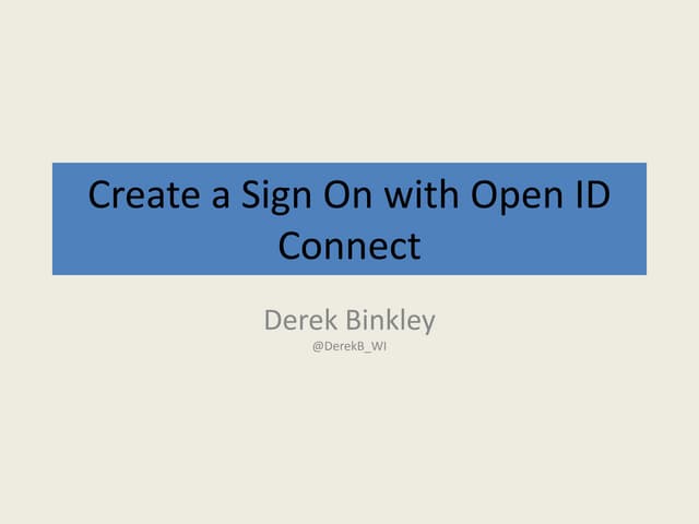 Creating a Sign On with Open id connect