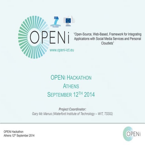 OPENi Project Introduction @Athens hackathon, September 2014
