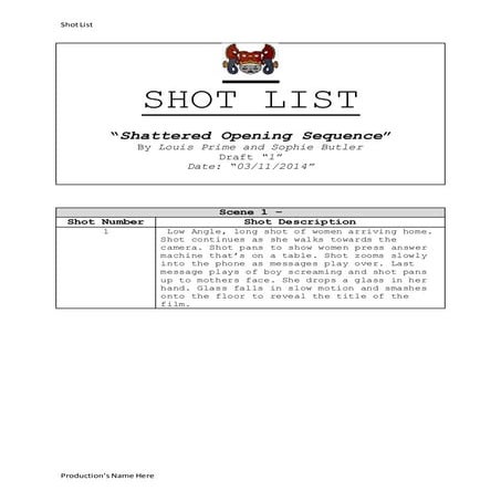 Opening sequence-shot-list