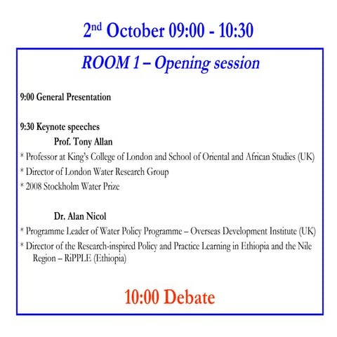 Opening Session Debate